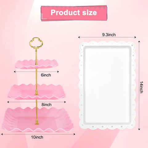 Findful pink dessert stand set with two pieces for weddings and parties