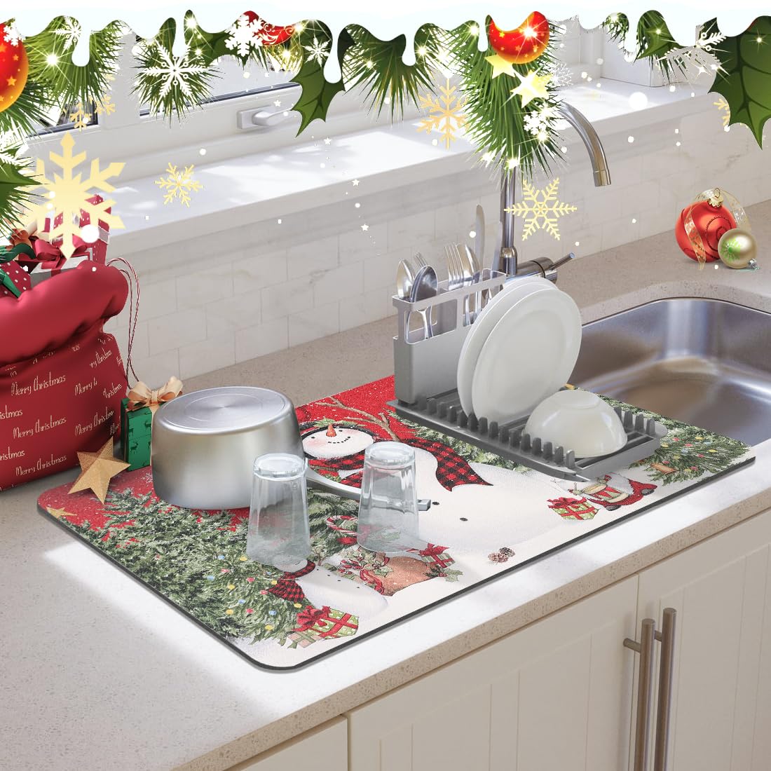 Findosom easy-clean dish mat ready for quick wipe-down