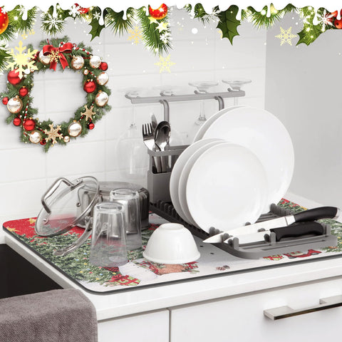 Findosom kitchen counter mat in use beside a coffee maker