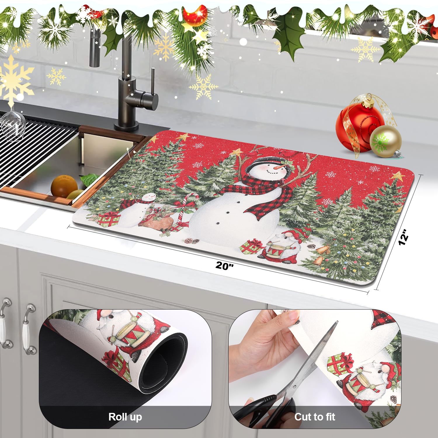 Findosom mat with 0.2-inch non-slip backing stays put on counters