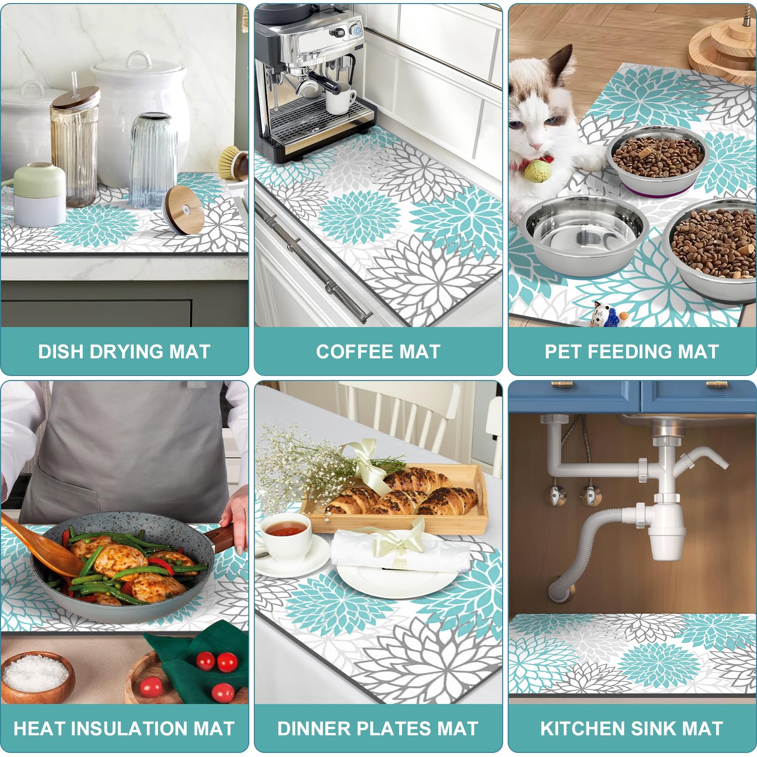 Findosom packaging includes dish mat and splash guard for setup