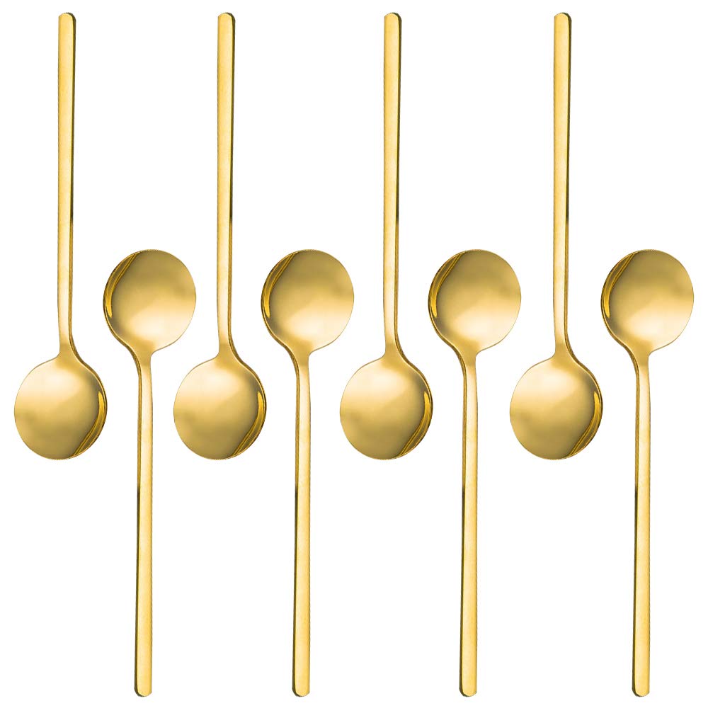 FindTop gold-plated espresso spoon set, eight pieces for a refined coffee service.
