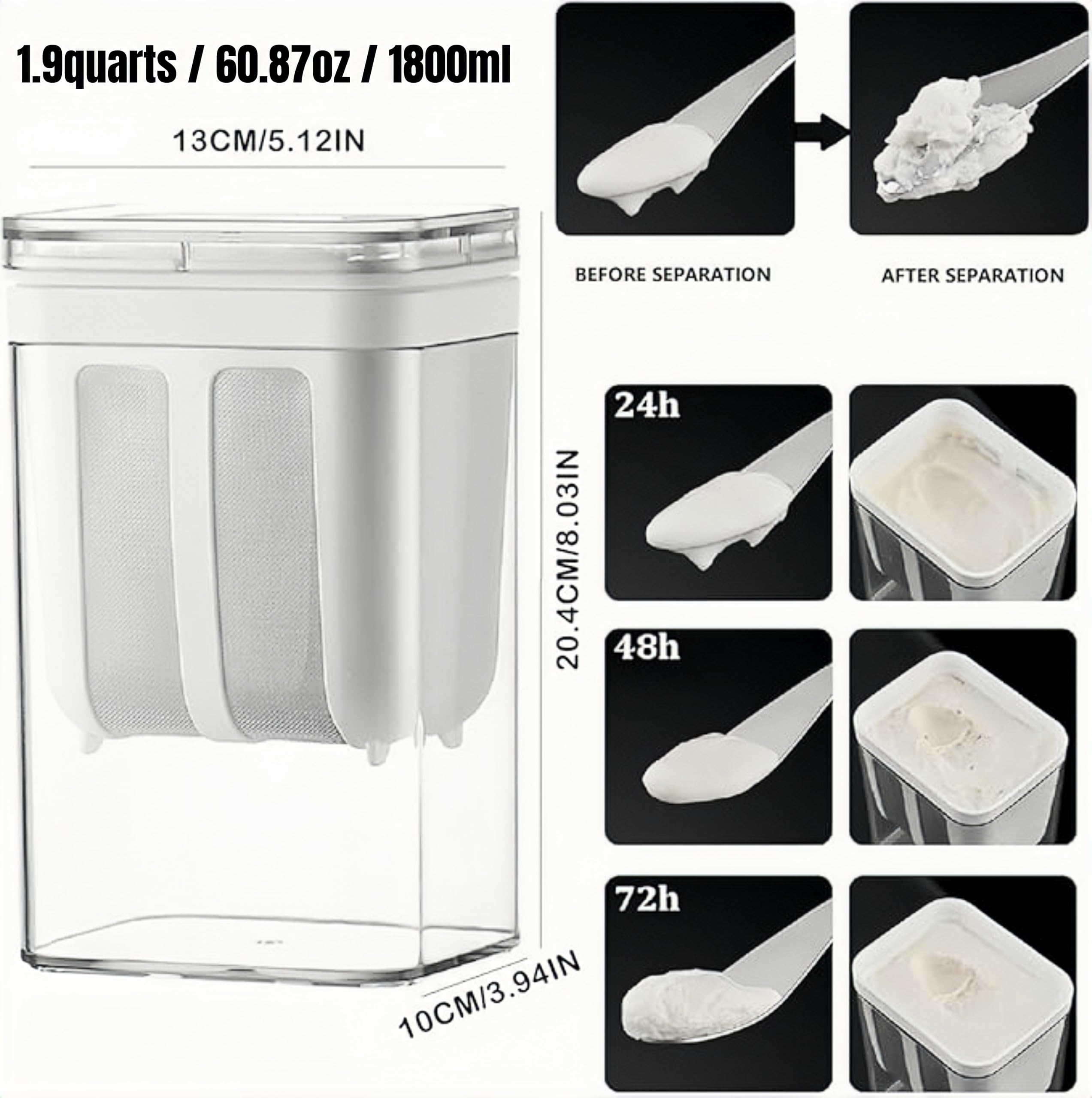 FindXeink yogurt strainer BPA-free PP material ensures safe food contact