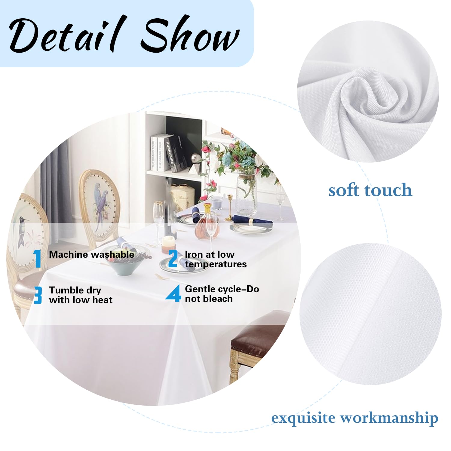 FindYou white rectangle tablecloth enhancing party and dining decor