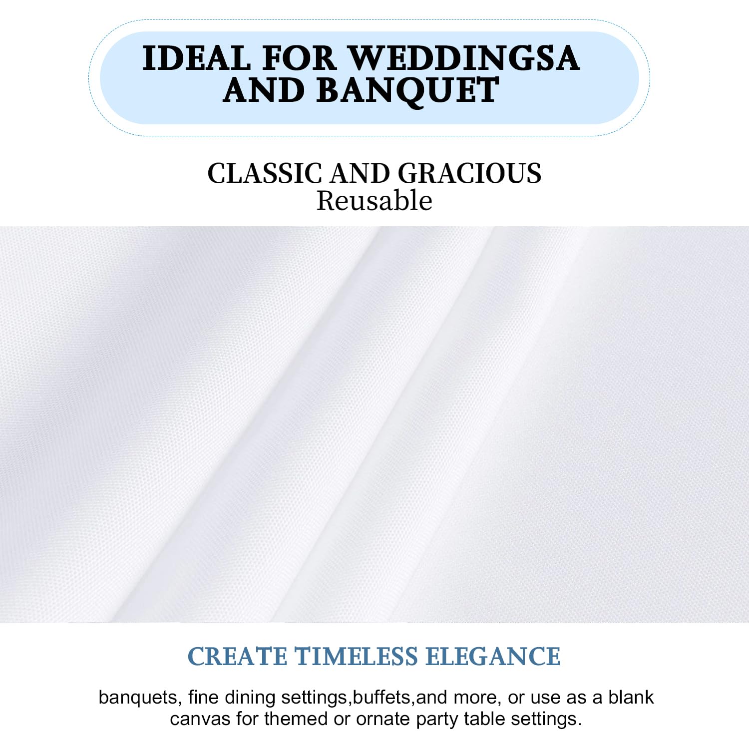 FindYou tablecloth ideal for weddings and receptions with a clean look