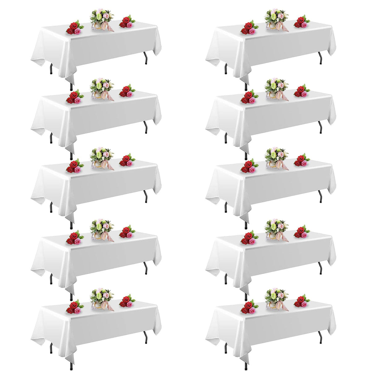 FindYou white 60x102 tablecloth flatlay for a clean banquet look