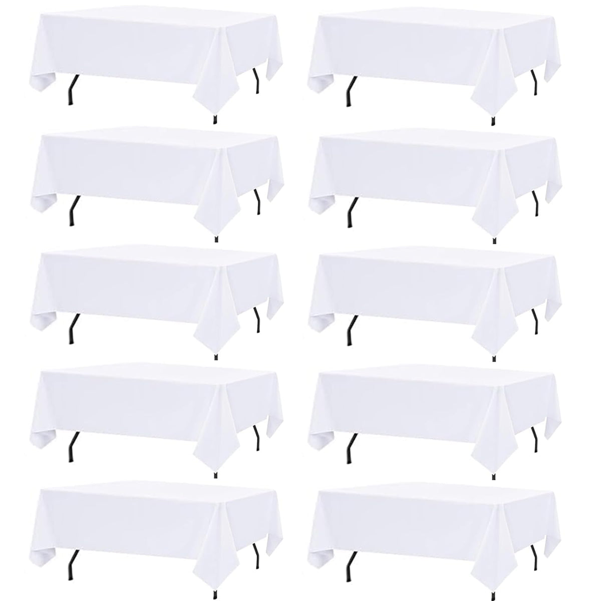 FindYou white tablecloth on an 8ft rectangle table for weddings