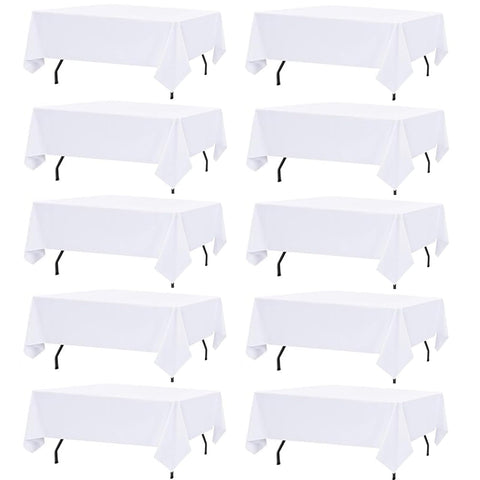 FindYou white tablecloth on an 8ft rectangle table for weddings