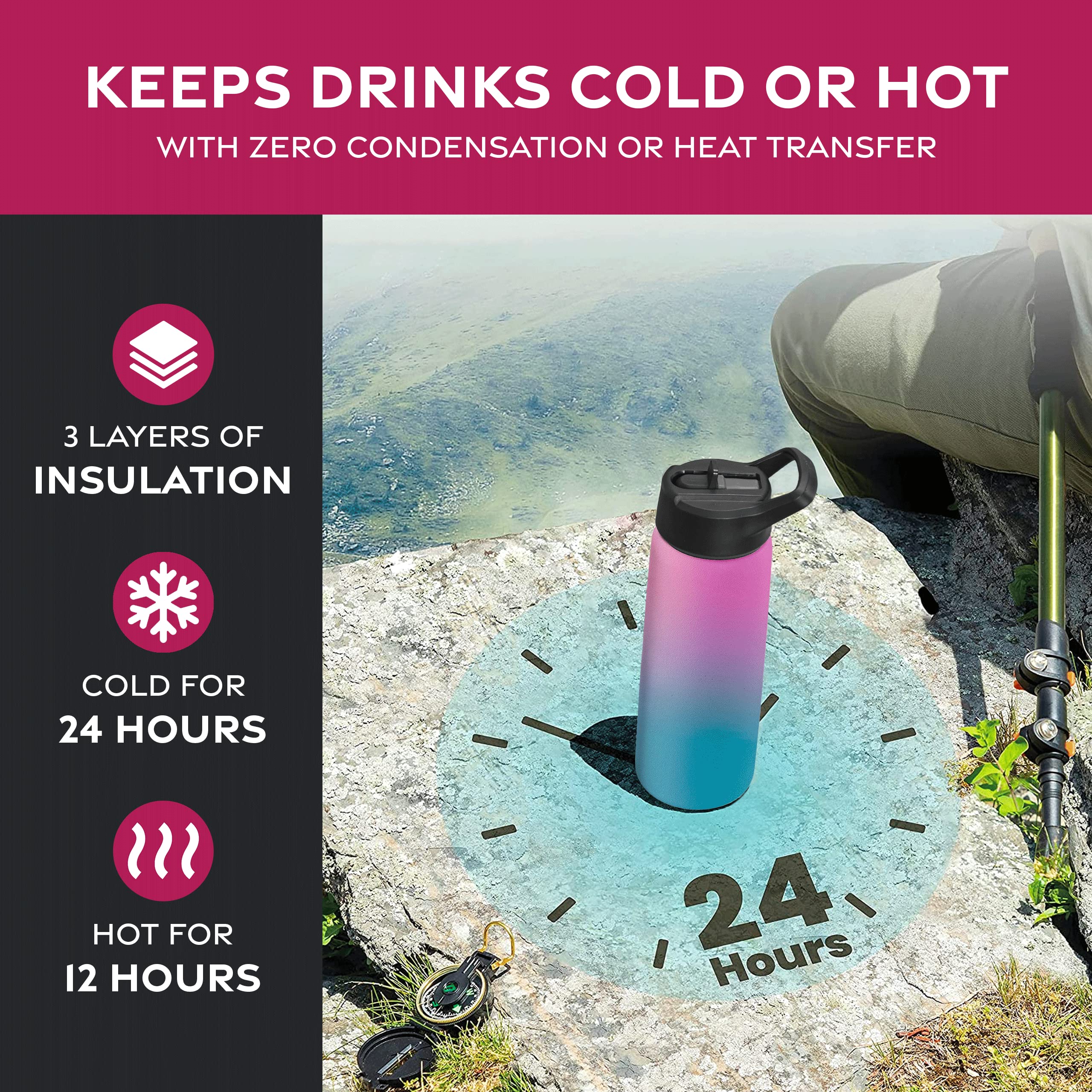FineDine triple-insulation interior keeps hot drinks hot and cold drinks cold