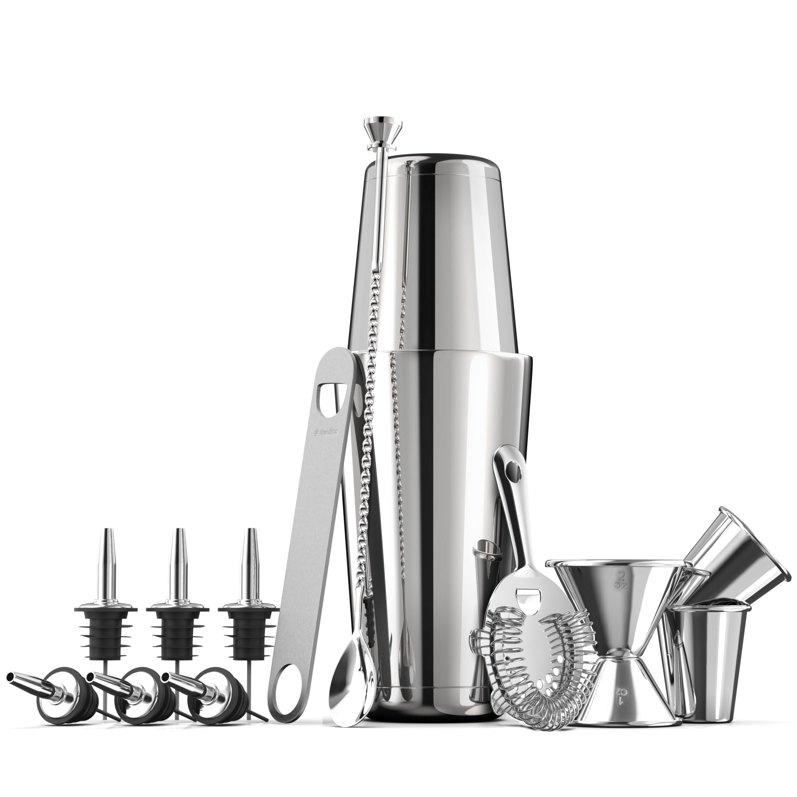 FineDine expert cocktail shaker set with Boston tins for pro-level mixing at home.