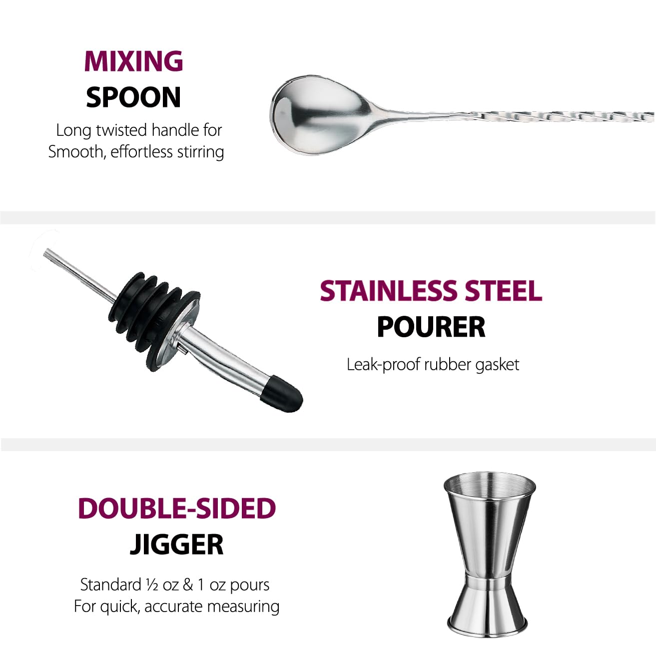 FineDine Hawthorne strainer close-up ensures smooth pours.