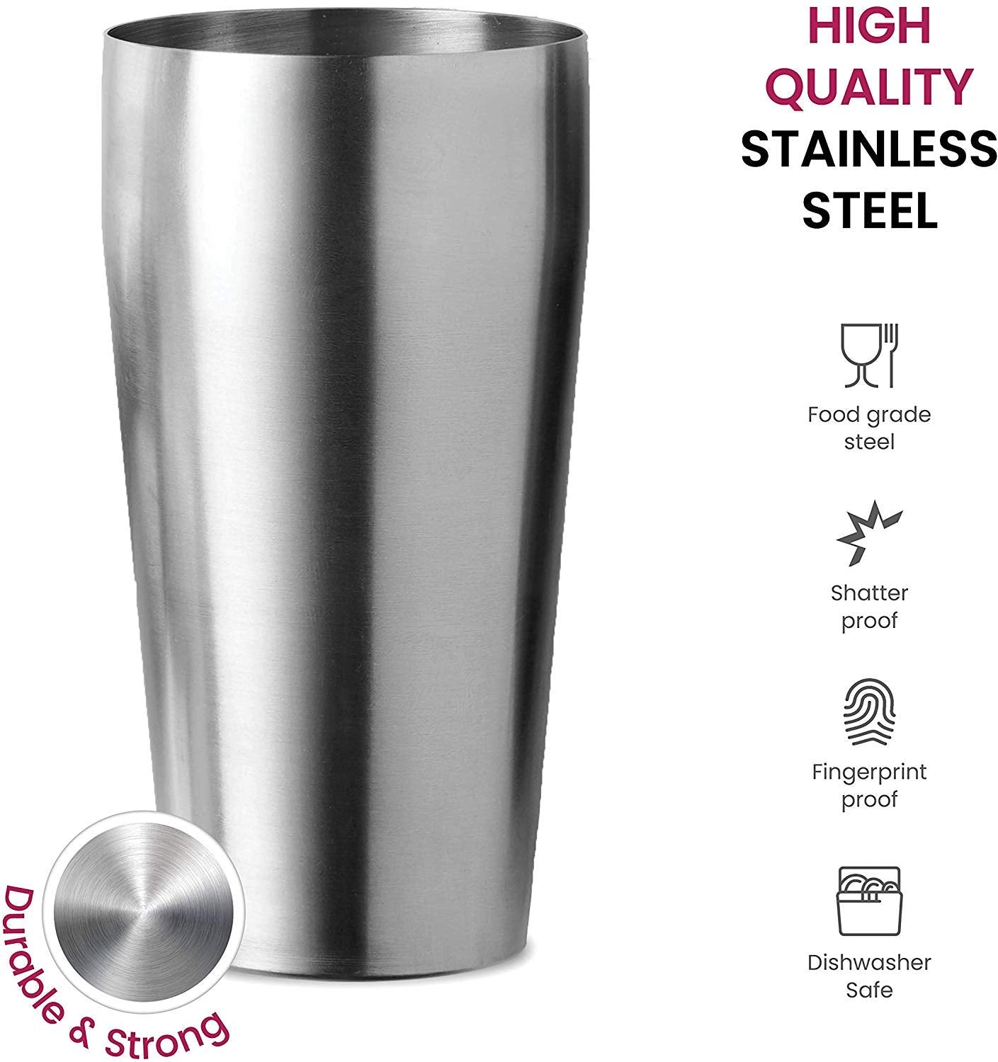 FineDine Hawthorne strainer keeps ice and pulp separate during pouring.