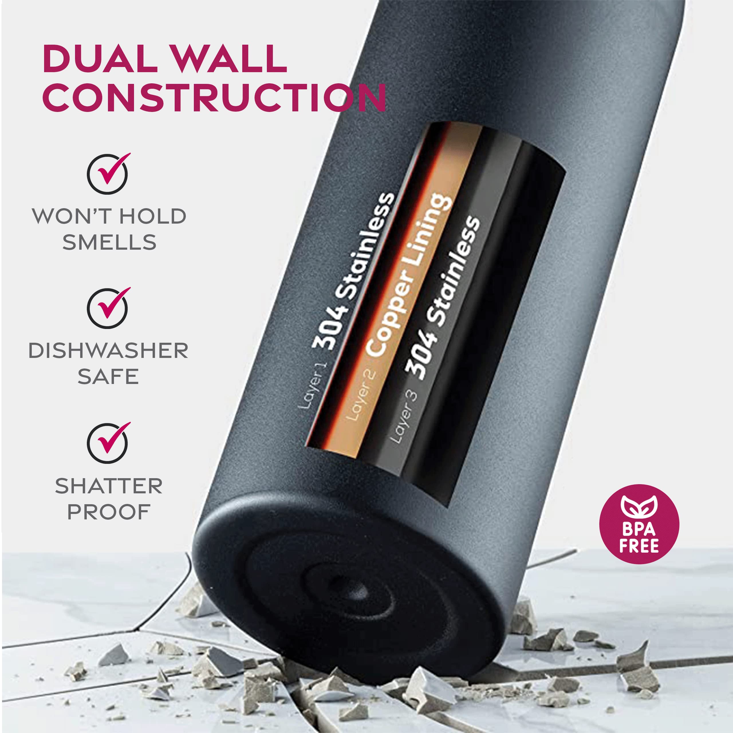 FineDine travel-friendly bottle with built-in handle for easy carry.