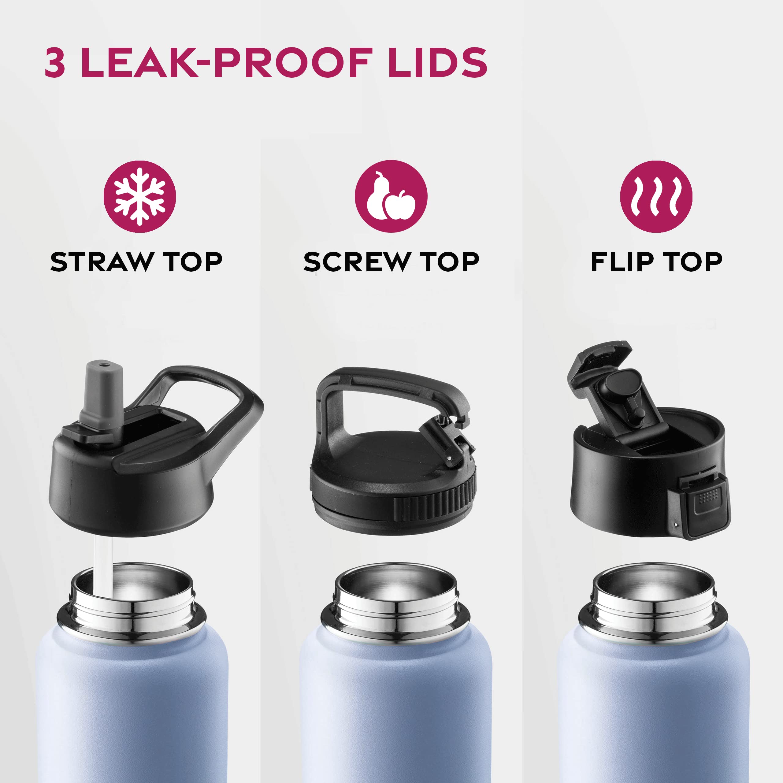 FineDine bottle with built-in handle for easy travel.