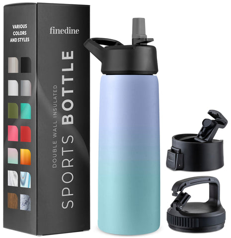 FineDine triple-walled bottle with mouthpiece lid for hot beverages on the go.
