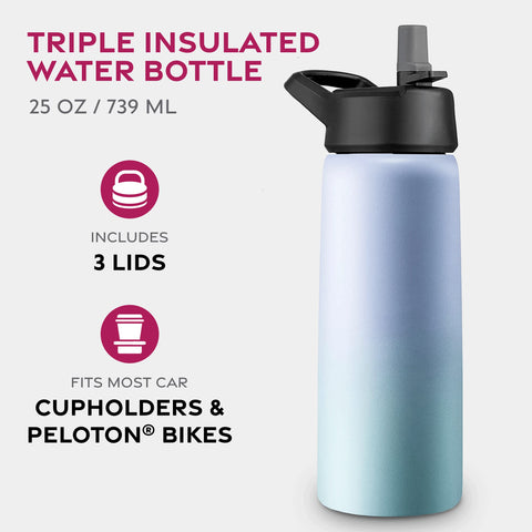 FineDine bottle with straw lid keeps cold drinks during workouts.