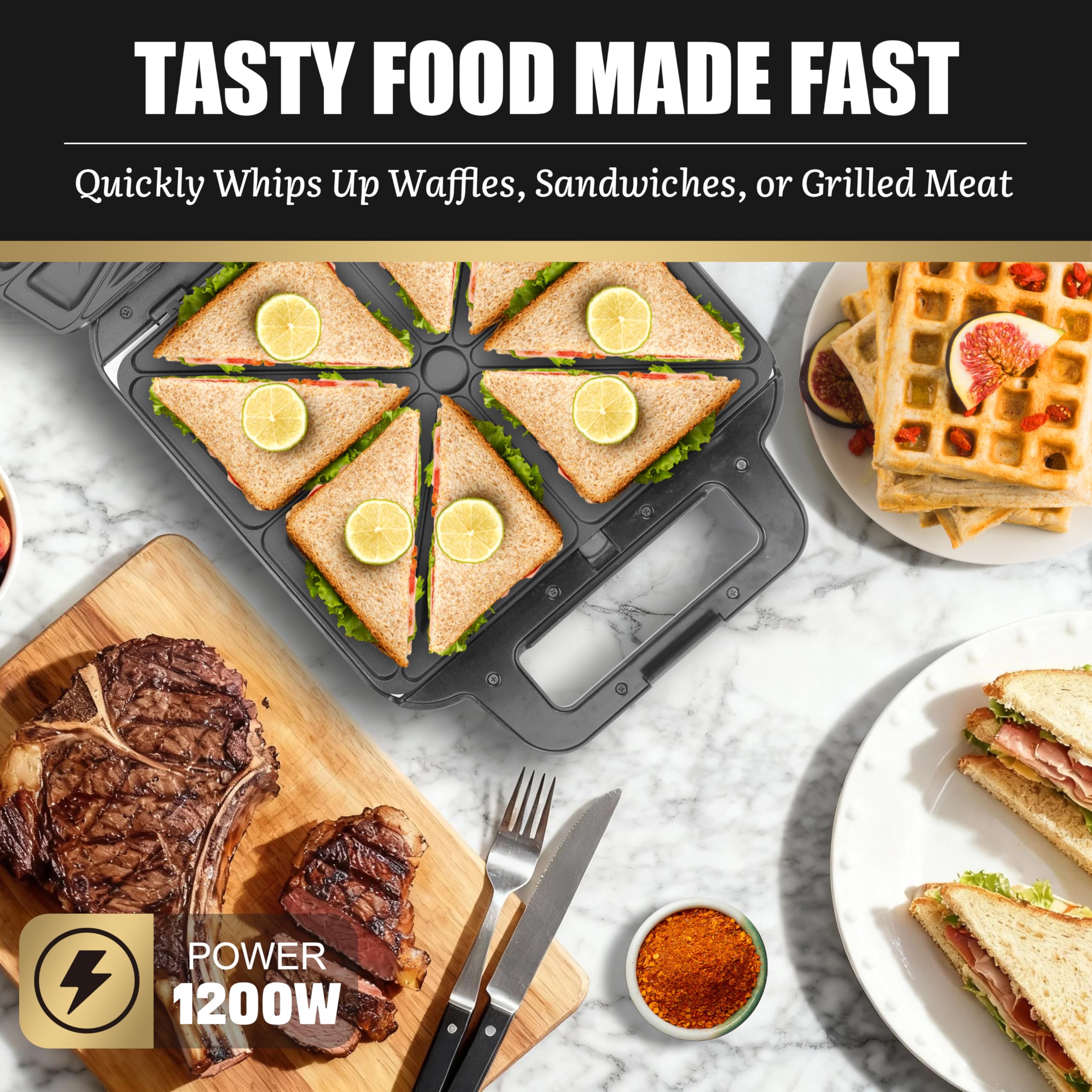 FineMade 3-in-1 panini grill press enables fast sandwiches and grilling