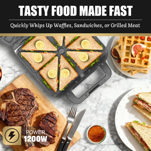 FineMade 3-in-1 panini grill press enables fast sandwiches and grilling