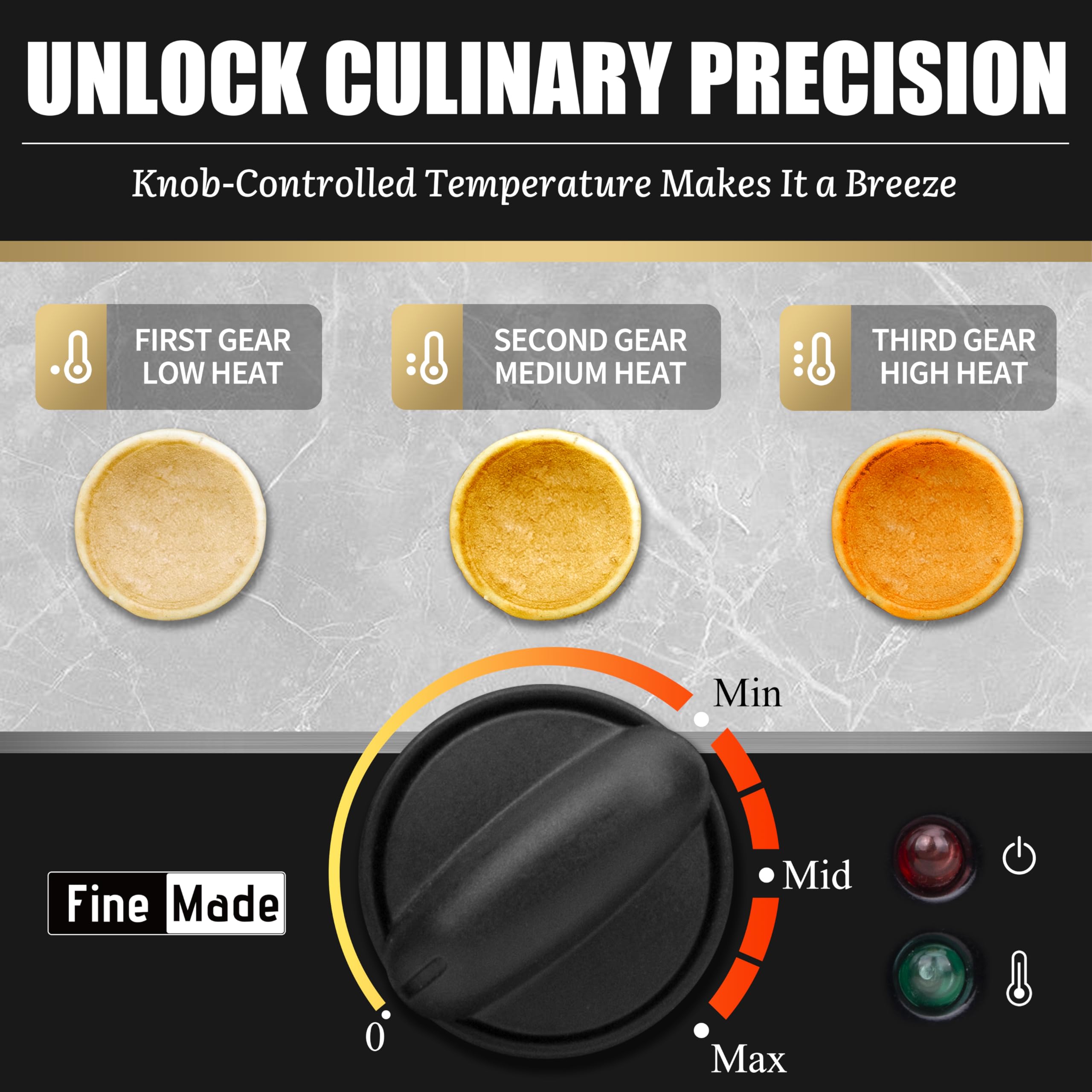 FineMade browning control dial close-up for precise pancake color