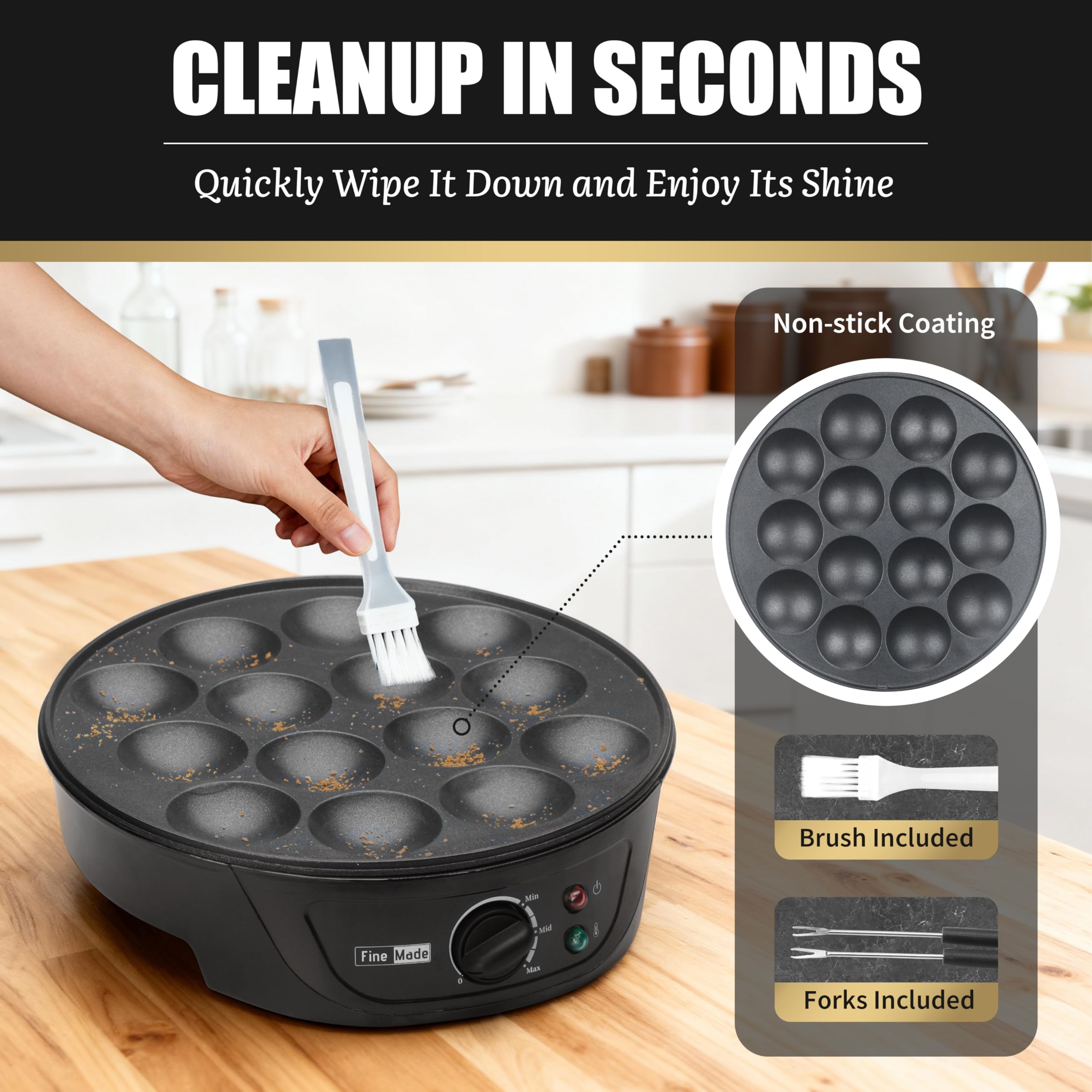 FineMade compact electric pancake maker fits small kitchens and dorms