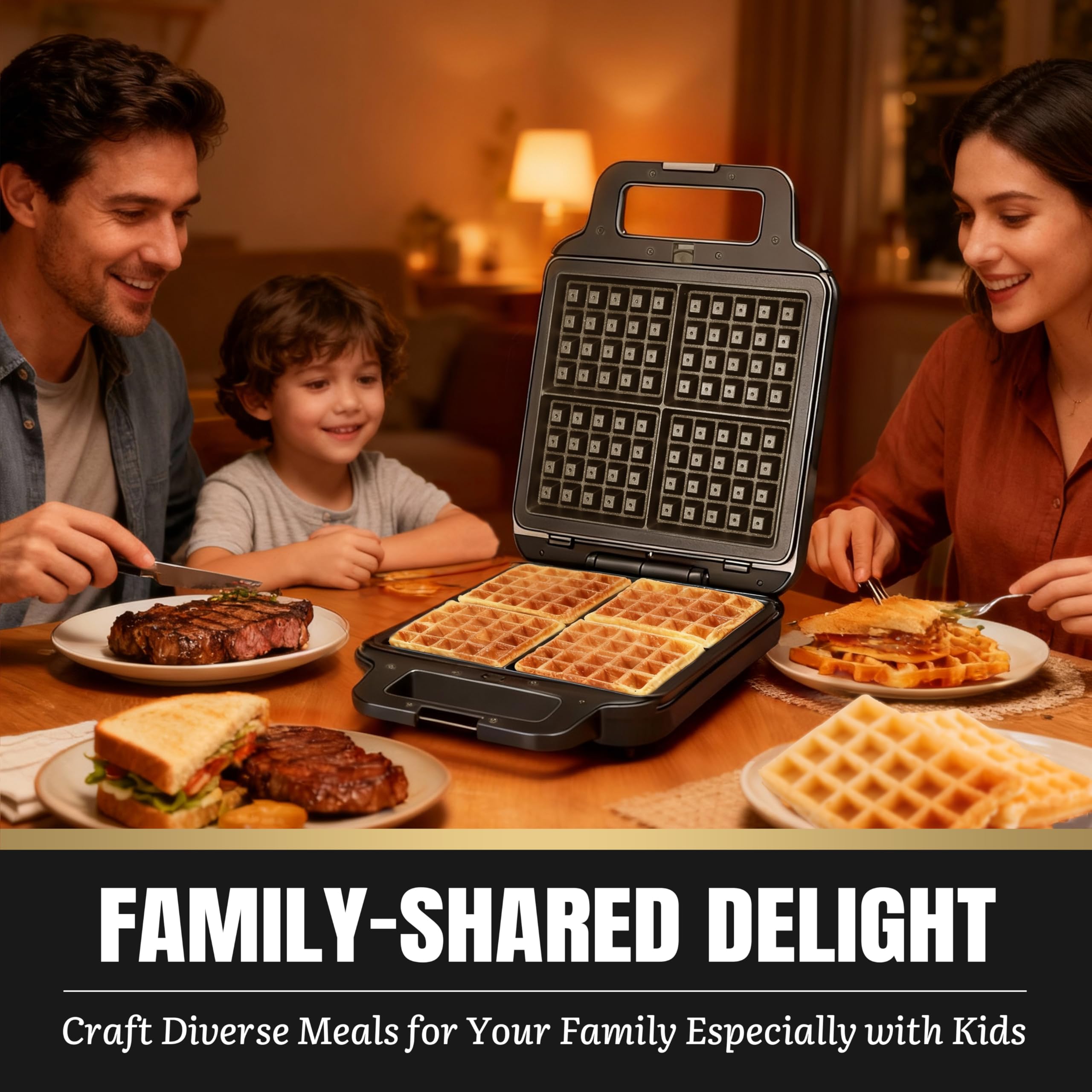 FineMade electric griddle versatile for waffles, sandwiches, and grilled cheese