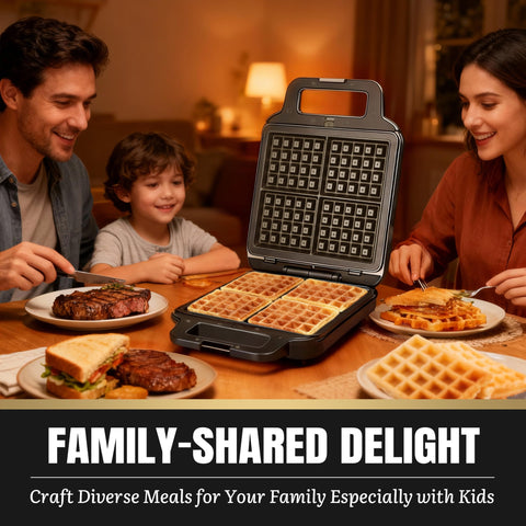 FineMade electric griddle versatile for waffles, sandwiches, and grilled cheese