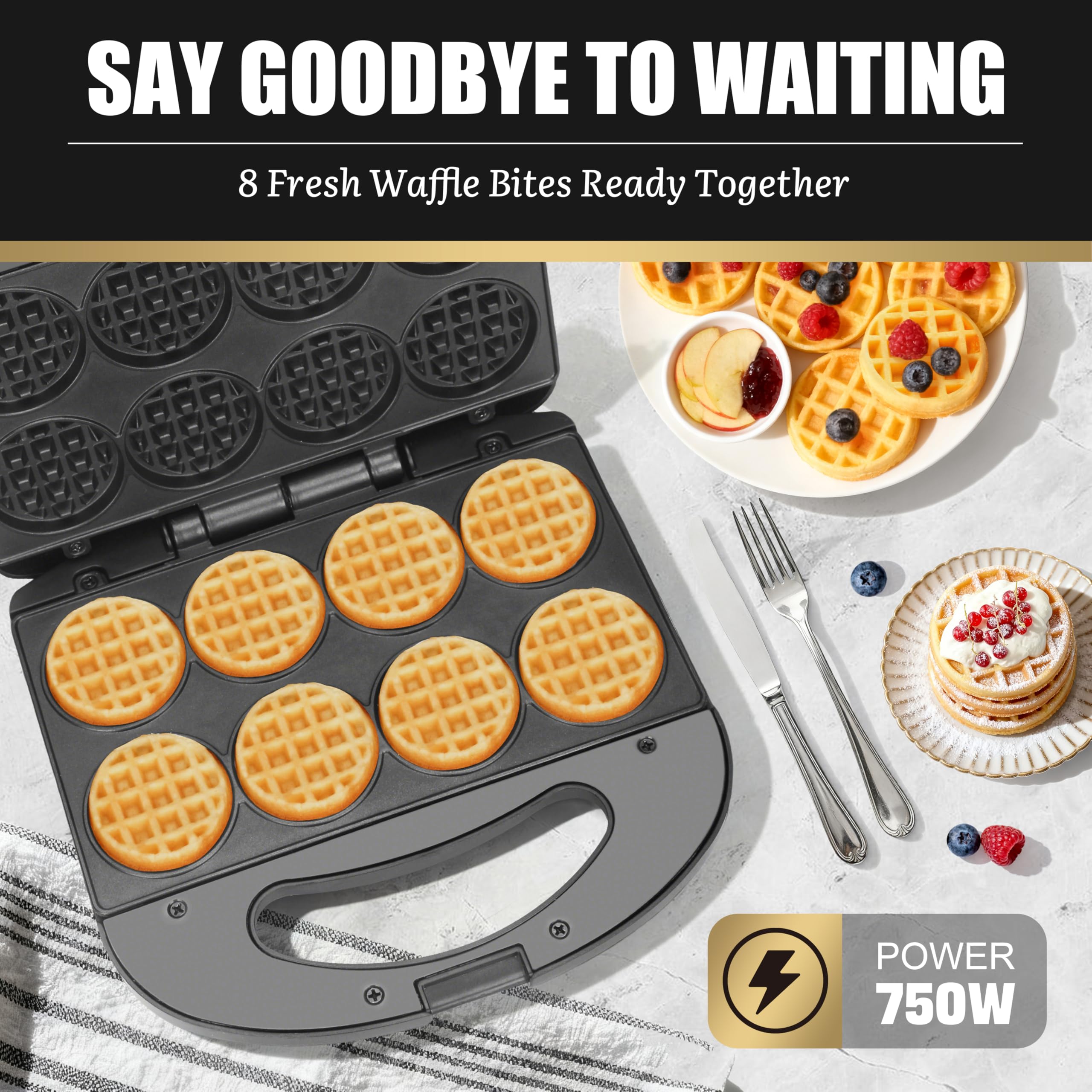 FineMade waffle maker demonstrates even heat for consistent browning and texture.