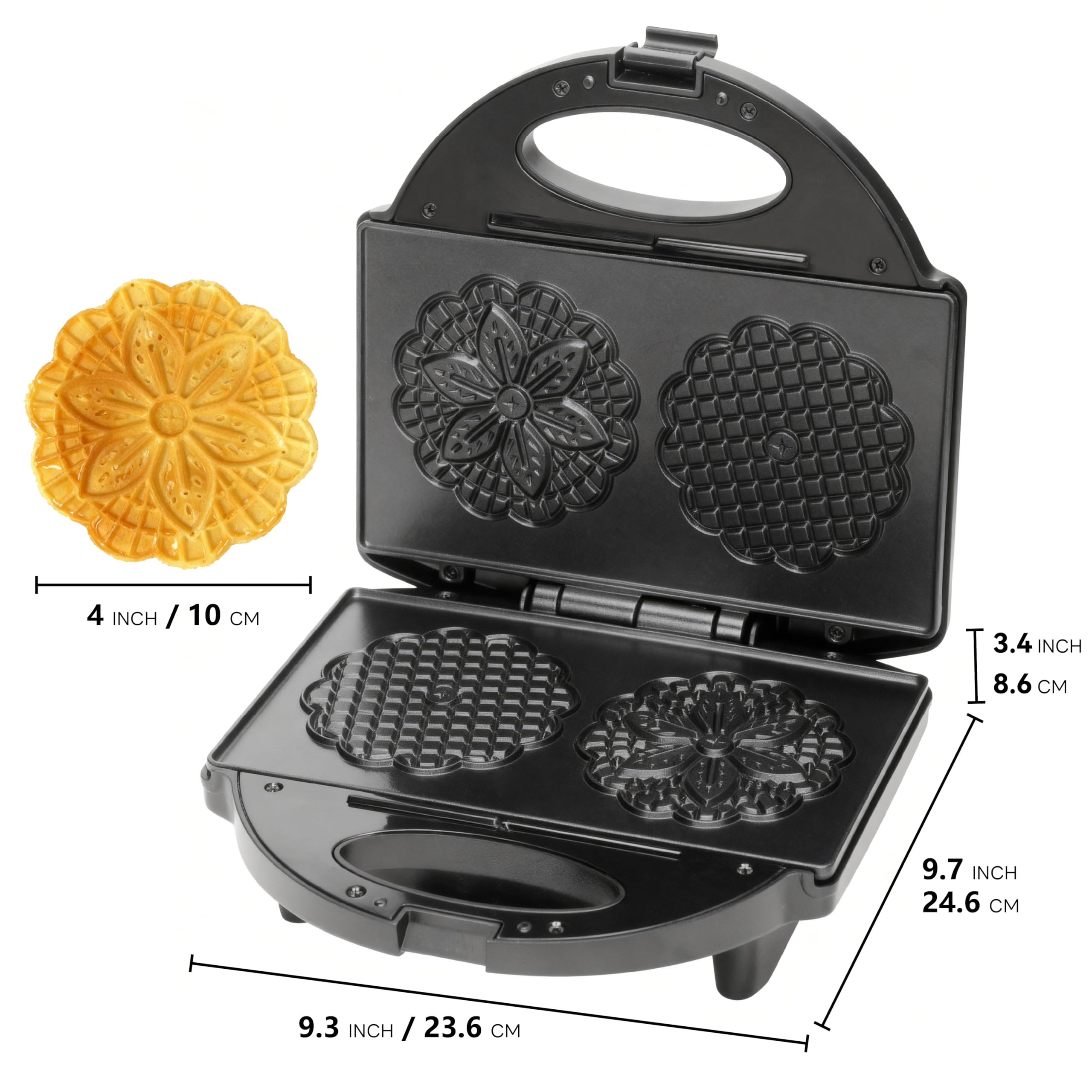 Compact FineMade pizzelle maker fits neatly on small-kitchen counters