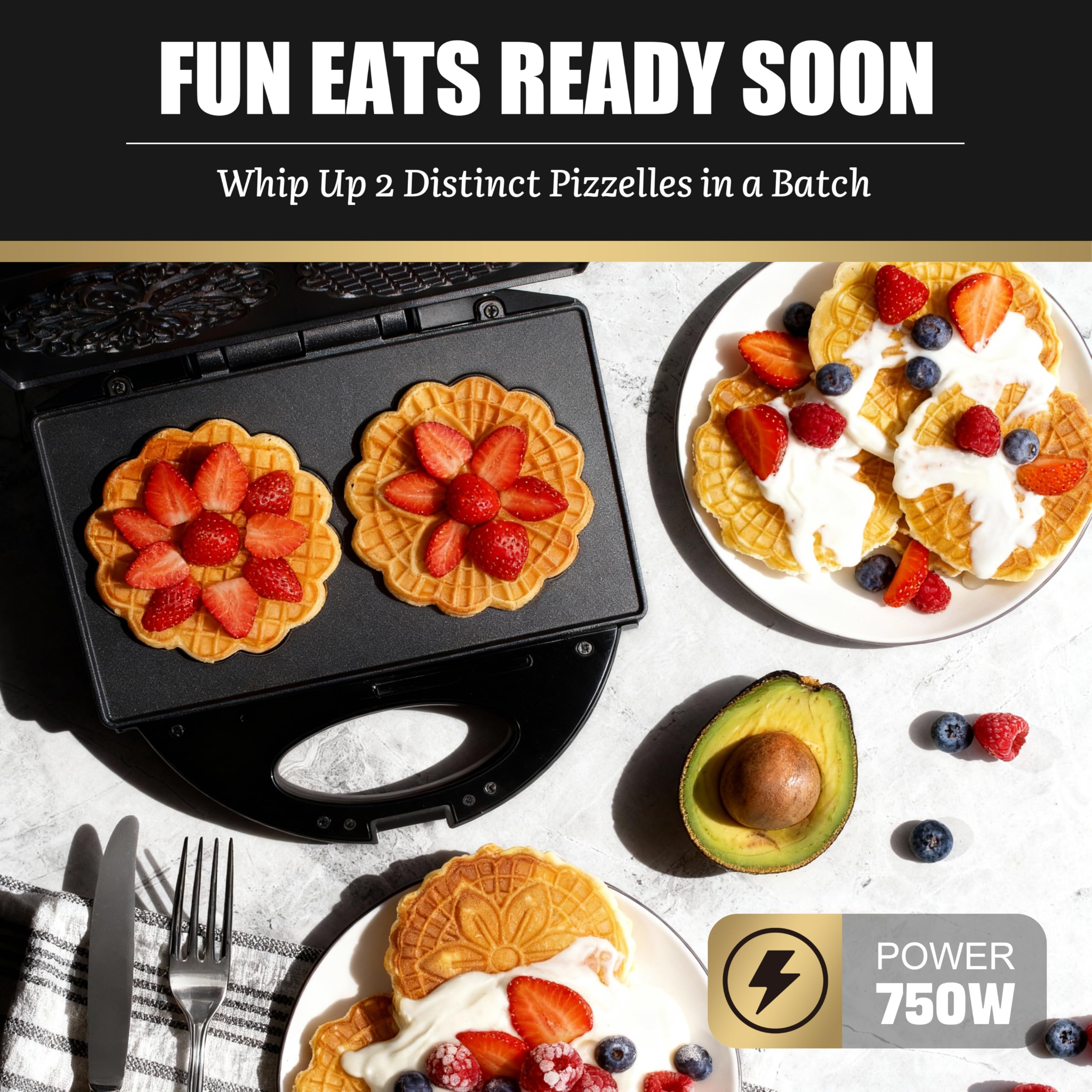 Inside view of FineMade pizzelle maker showing non-stick coating for easy release