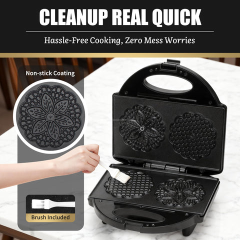 FineMade pizzelle maker yielding thin, crispy pizzelle textures