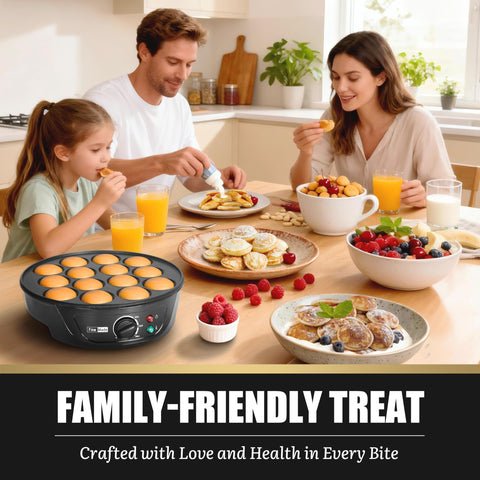 FineMade poffertjes pan in action showing golden-brown results