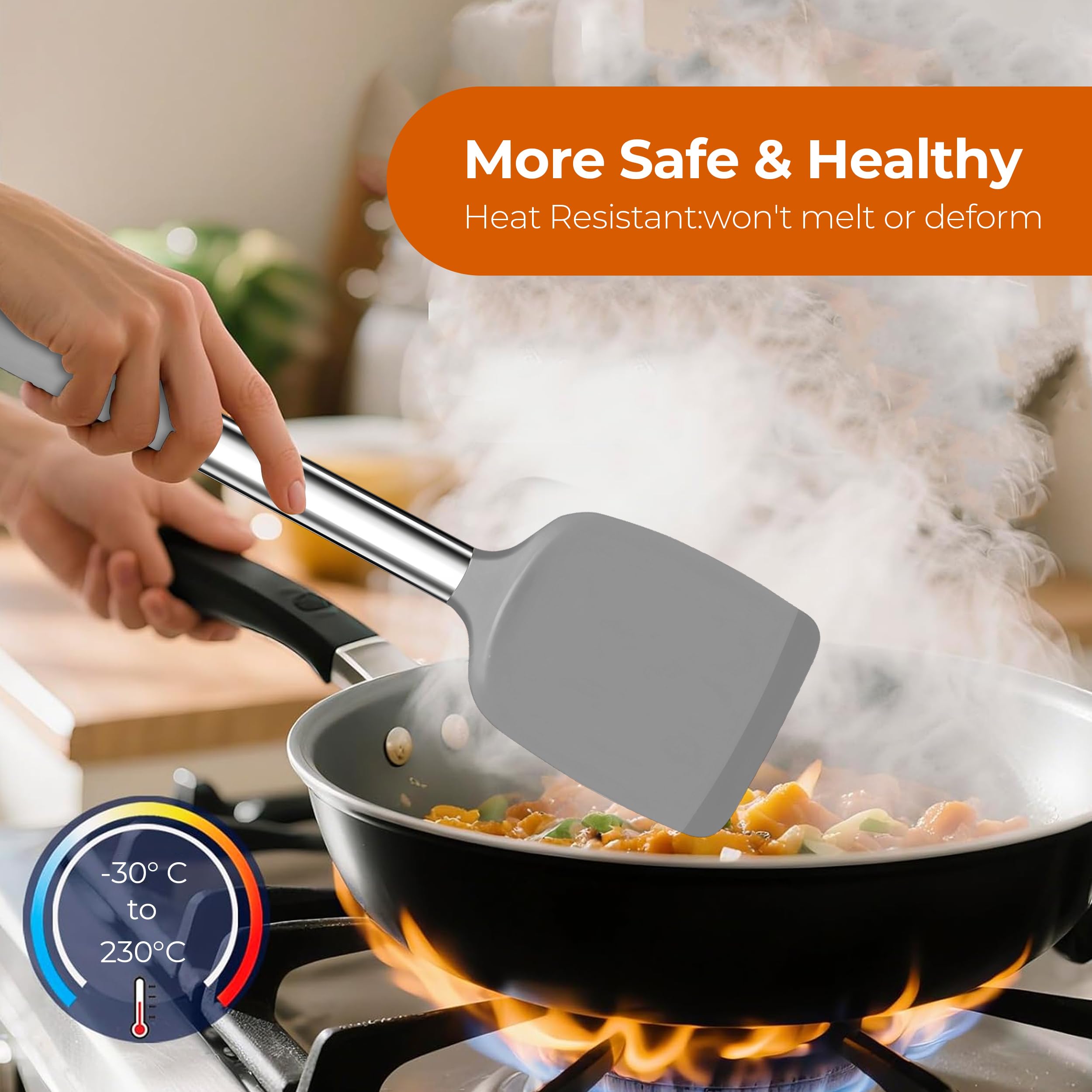 FINENUT beveled-edge spatula design enables precise lifting