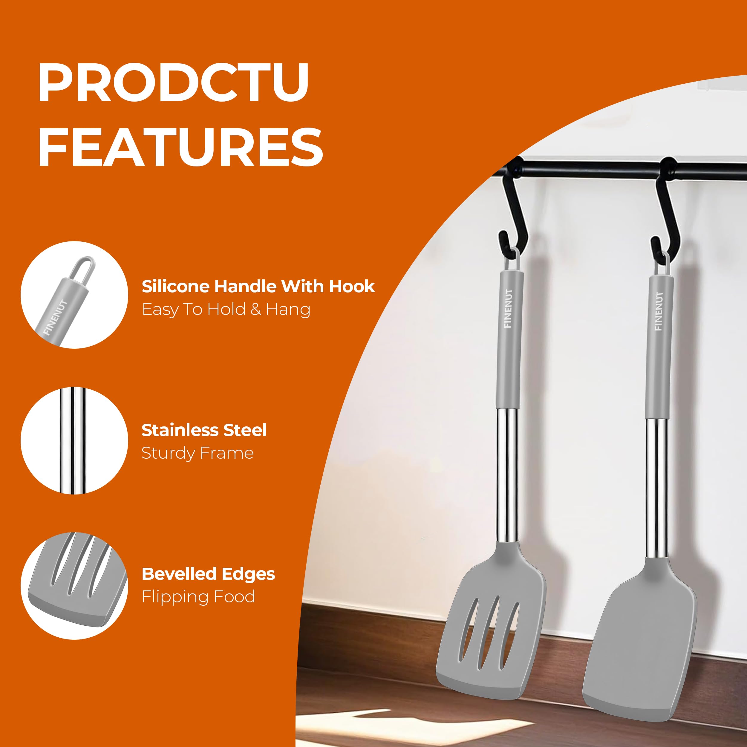 FINENUT dishwasher-safe handles with silicone wrap for cool grip