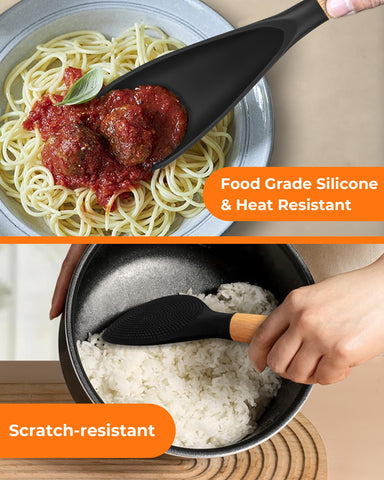 FINENUT heat-resistant silicone spatula-spoon stays cool to touch during cooking