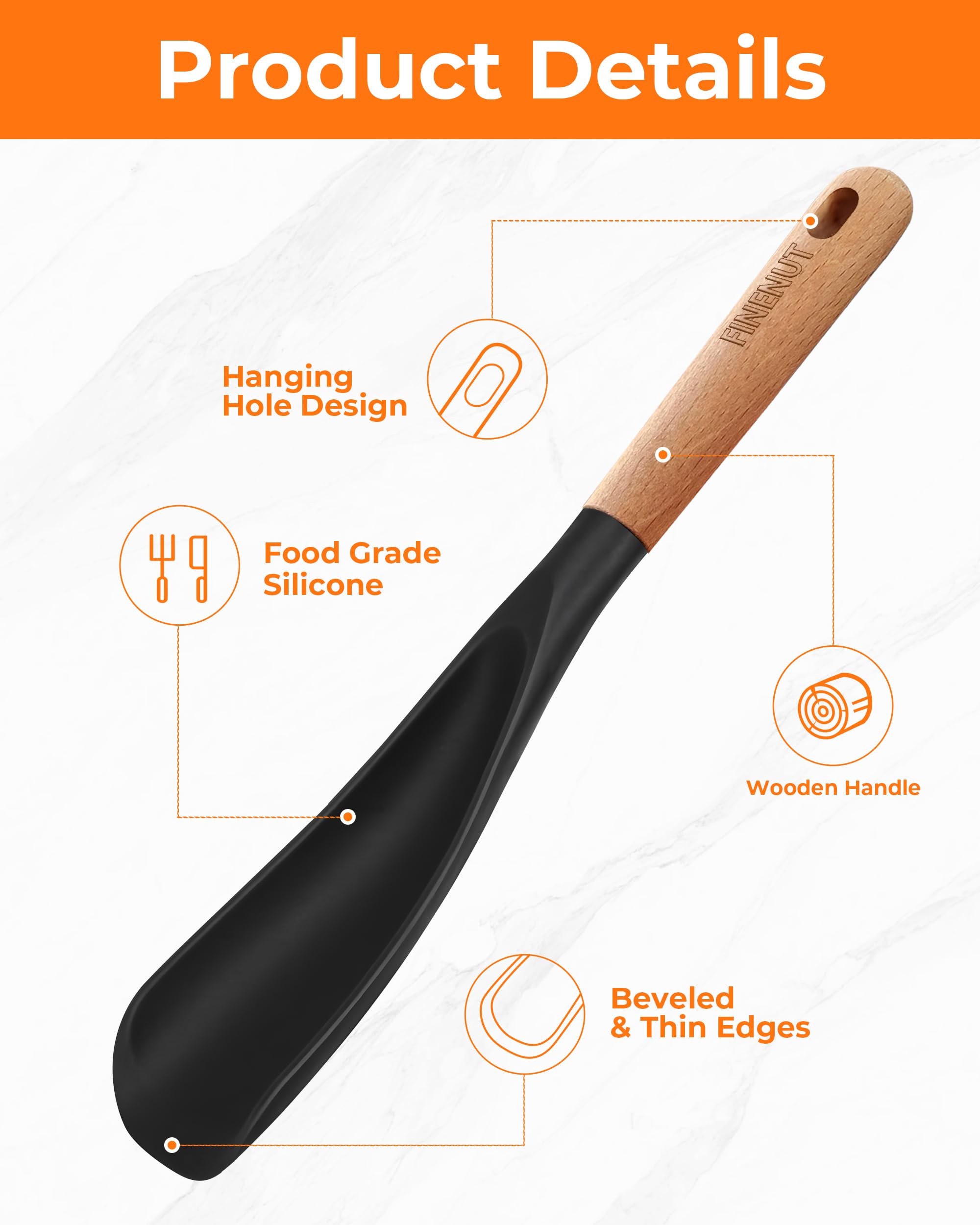 FINENUT nonstick-safe silicone resists stains and odors for easy cleaning