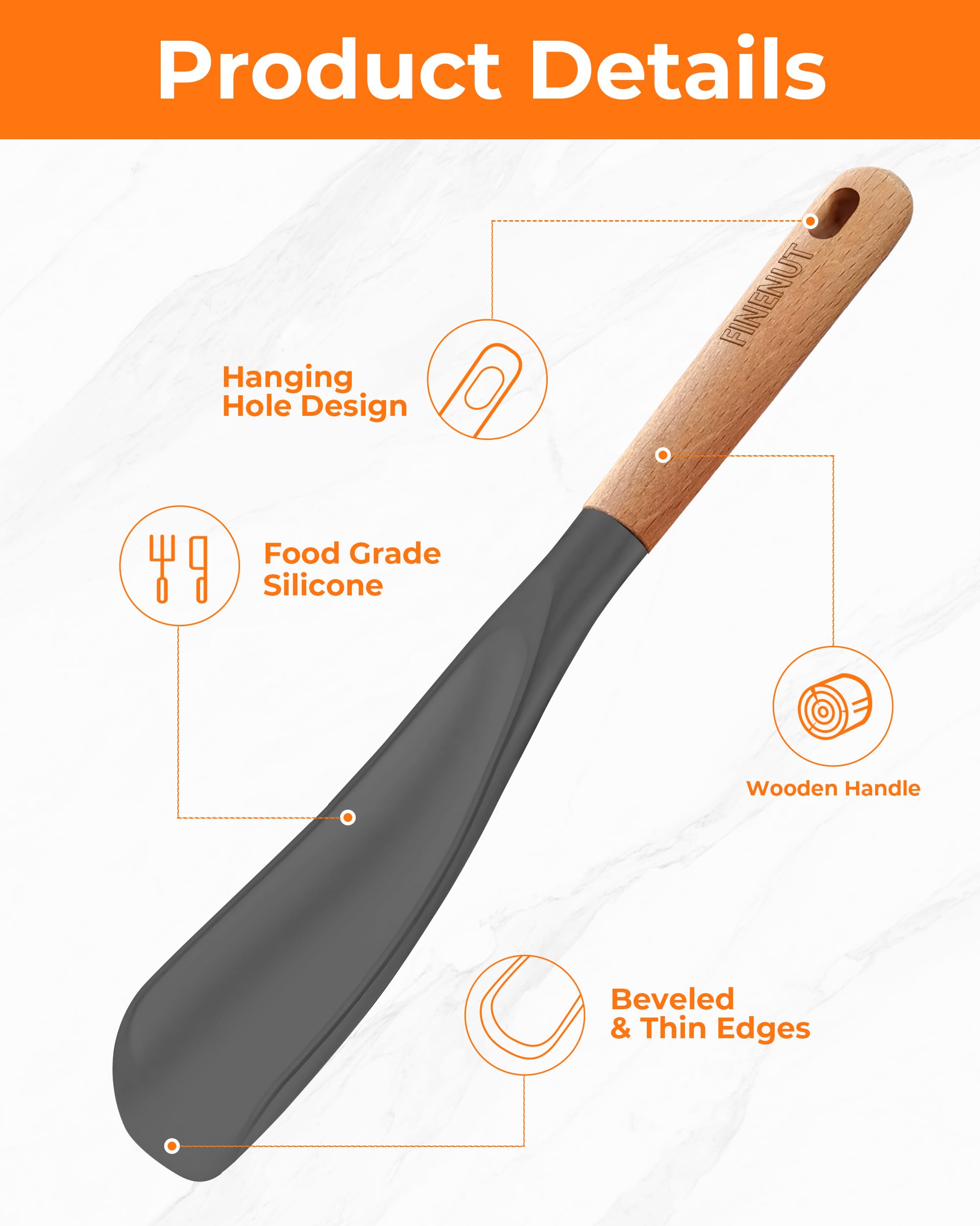 FINENUT silicone resists stains and odors, keeping cookware clean