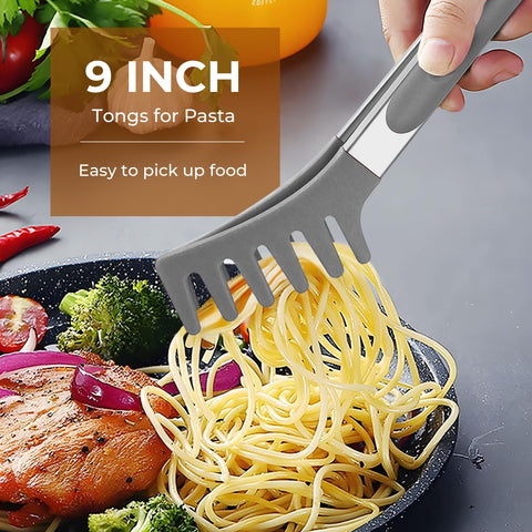 Locking mechanism keeps tongs closed for easy storage and safety.