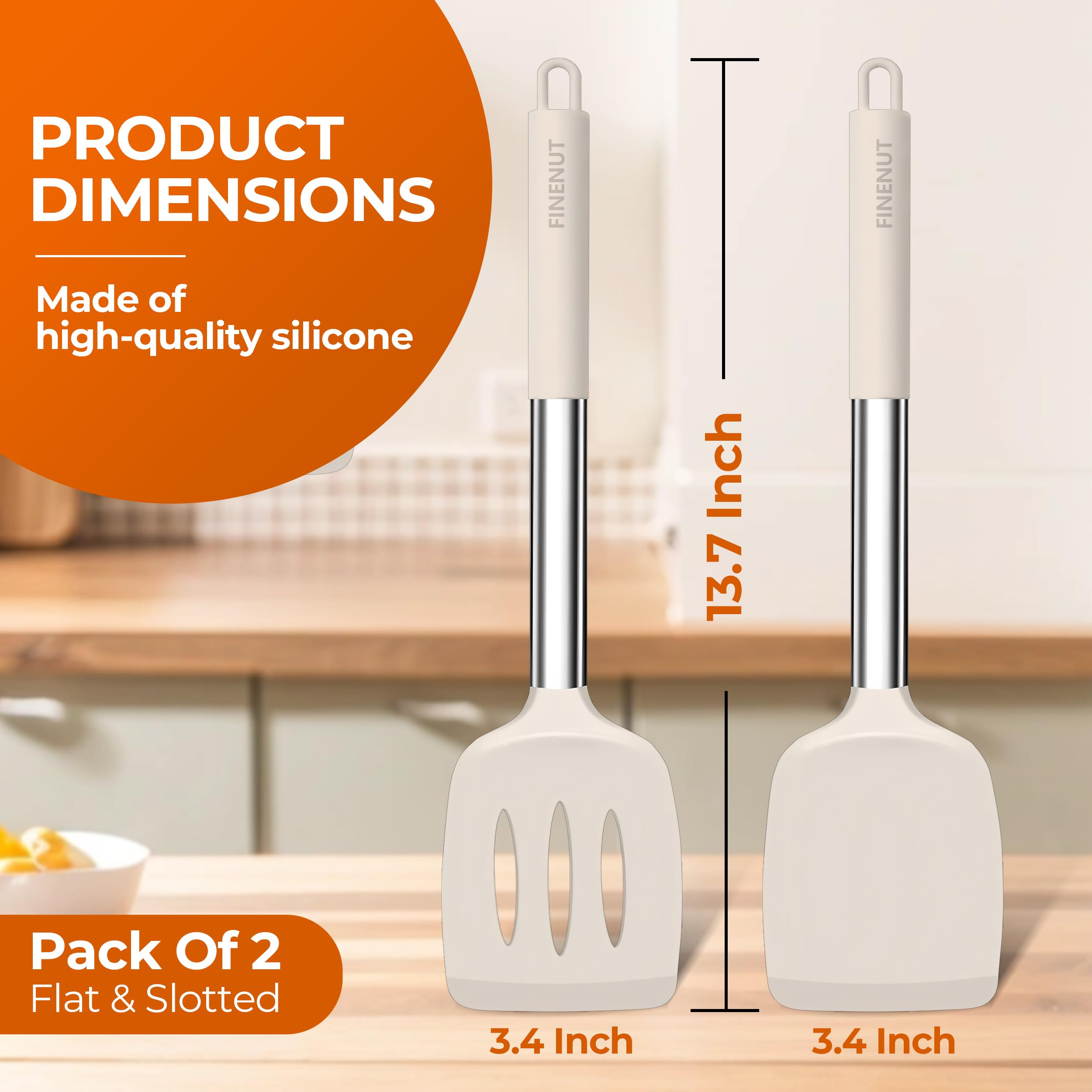 FINENUT silicone spatula dishwasher-safe with hanging hole for easy storage