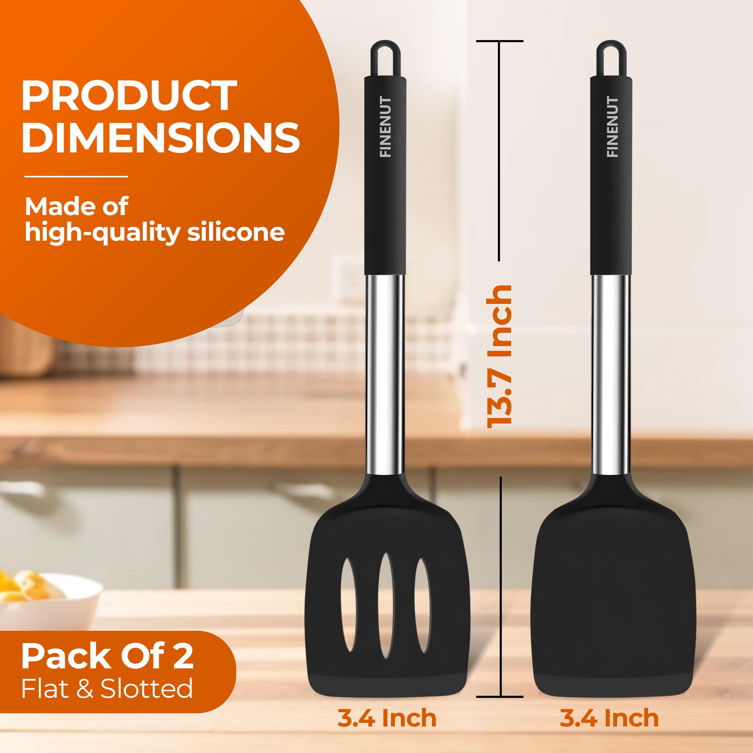 Finenut silicone spatula pro chef design balances stiffness for various foods.
