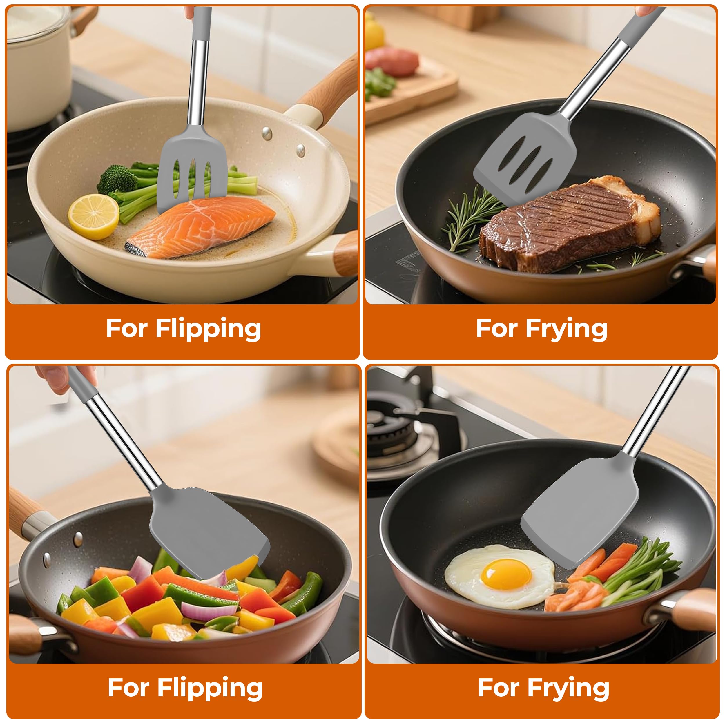 FINENUT slotted spatula in gray for delicate eggs and flips