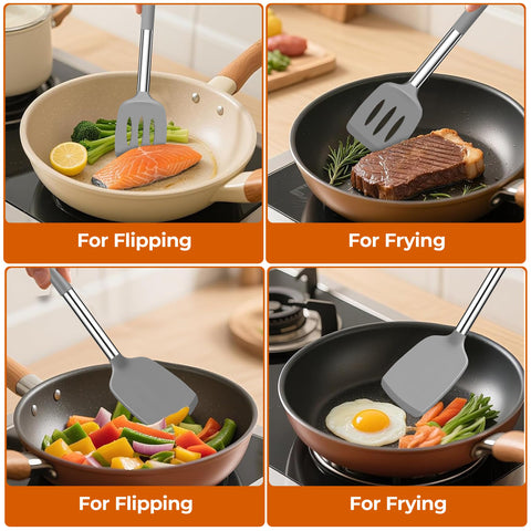 FINENUT slotted spatula in gray for delicate eggs and flips