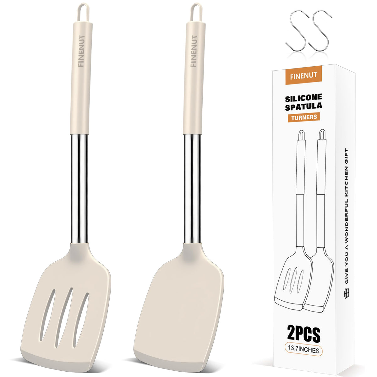 FINENUT silicone spatula solid head closeup for safe flipping on nonstick pans