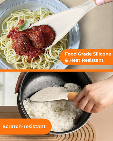 FINENUT silicone spatula spoon heat-resistant up to 446°F protects nonstick surfaces.