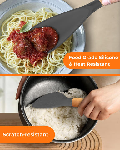 FINENUT silicone spatula spoon heat-resistant up to 446°F for safe cooking