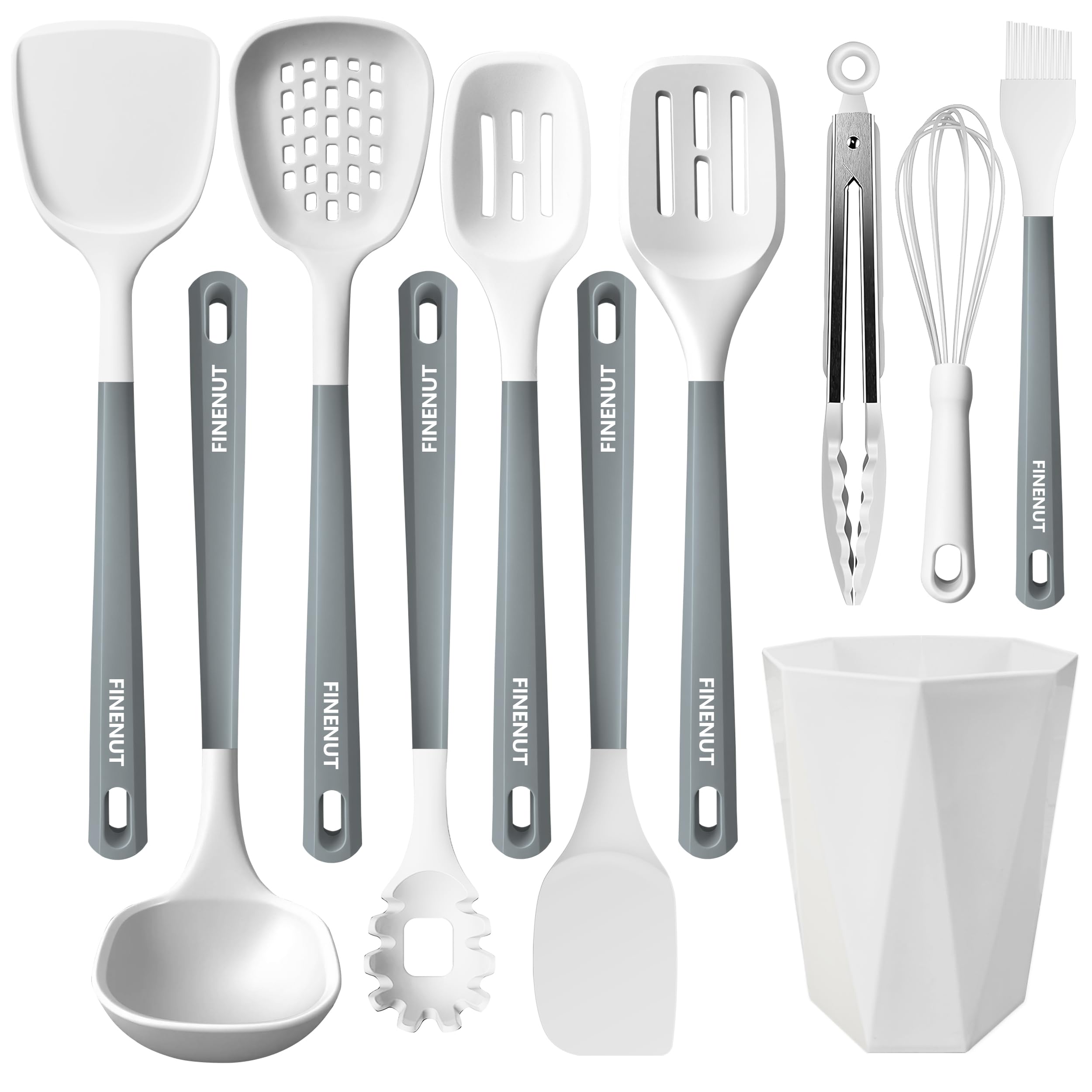 FINENUT silicone spatula for nonstick pans, heat resistant and safe.
