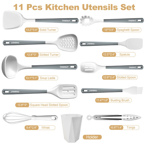 FINENUT silicone spoon ideal for stirring sauces without scratching surfaces.