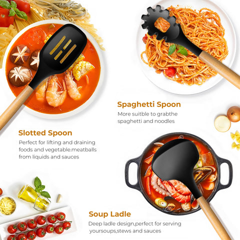 FINENUT slotted spoon drains liquids while serving meals
