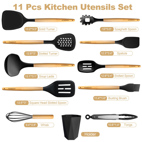 FINENUT cooking tongs with heat-safe silicone tips for precise flips