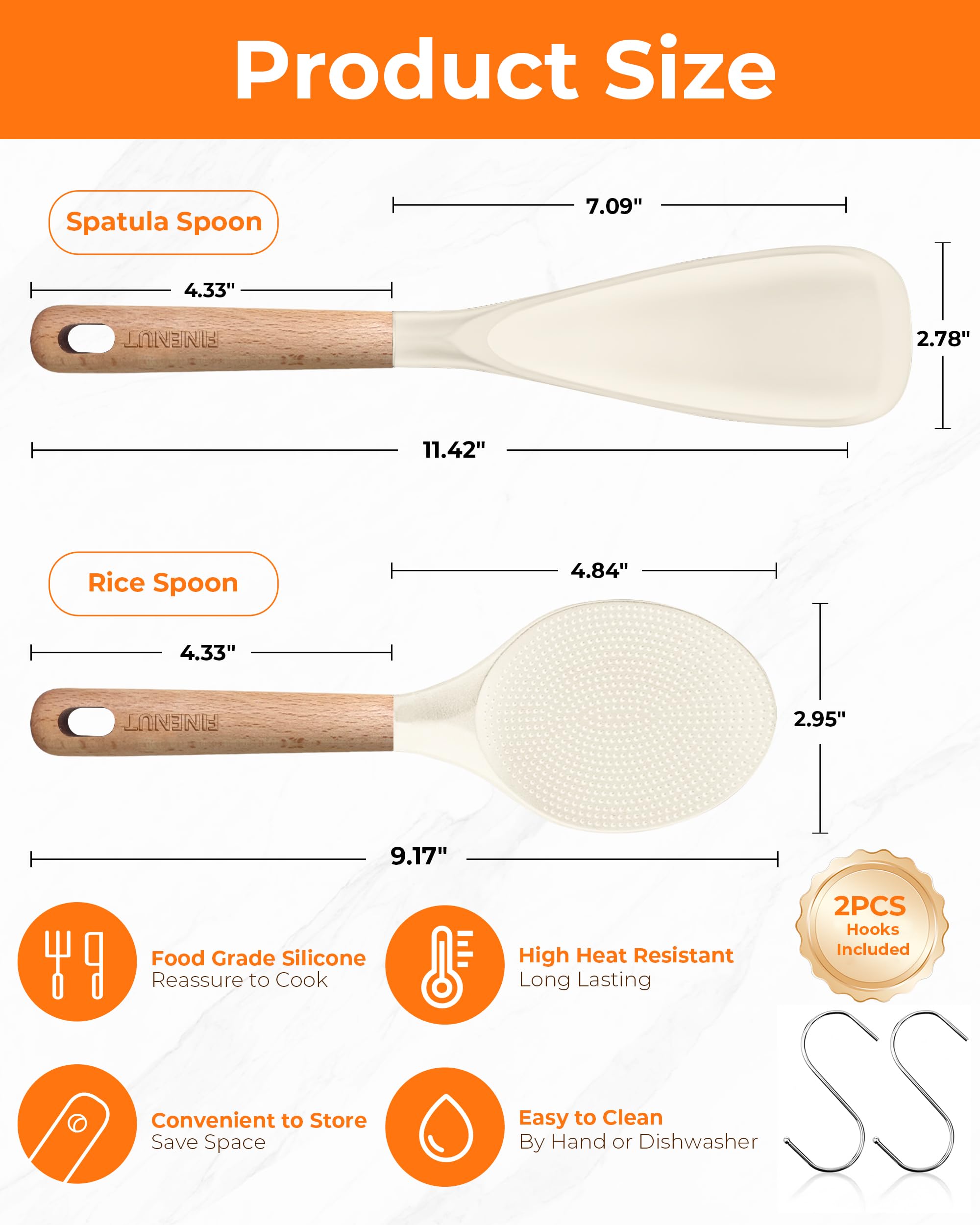 FINENUT wooden-handle design provides comfortable grip during sautéing and serving.