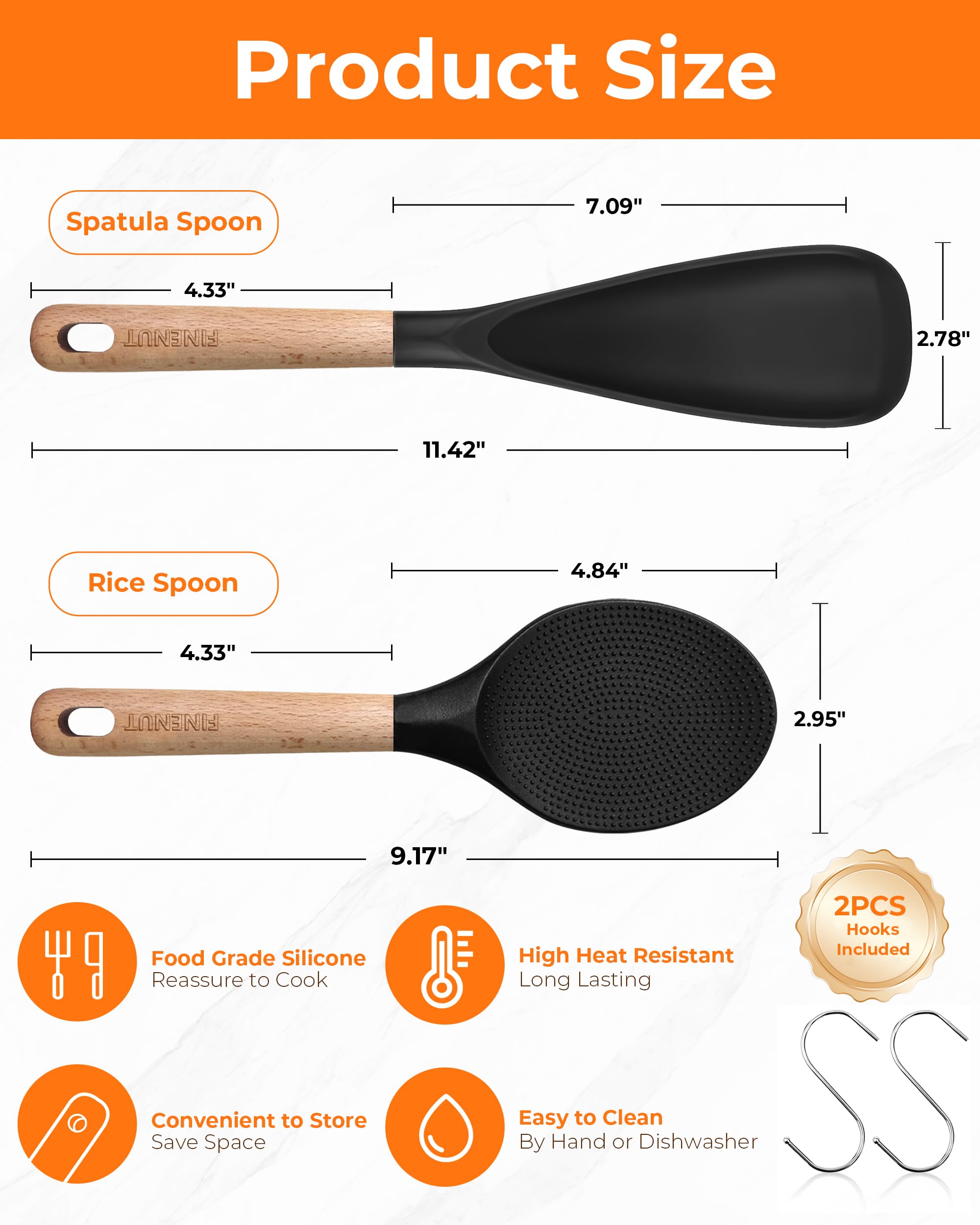 FINENUT wooden-handle spatula-spoon offers comfortable grip and precise control